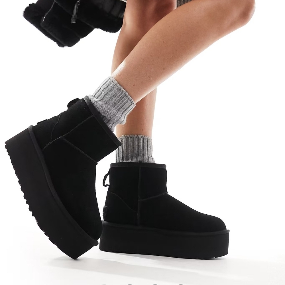 UGG Women's Clsc Ultra Mini Black Platform Shoes